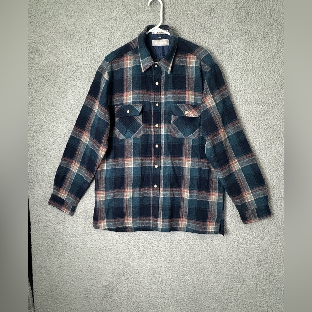 Loft & Brownstone Shirt Mens XL Blue Long Sleeve Plaid Wool Blend Button…